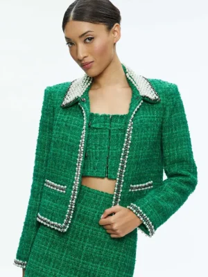 Kidman Pearl Embellished Collared Jacket | Alice and Olivia Online