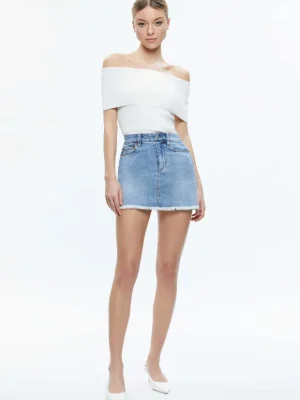Laika Crystal Embellished Denim Mini Skirt | Alice and Olivia Sale