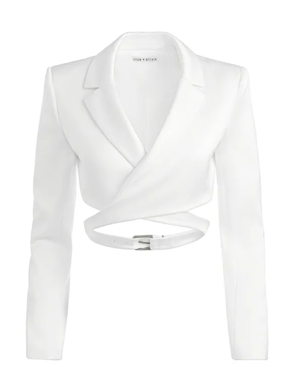 Leone Cropped Wrap Blazer + Mame High Rise Wide Leg Pant | Alice and Olivia New
