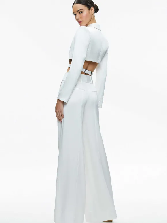 Leone Cropped Wrap Blazer + Mame High Rise Wide Leg Pant | Alice and Olivia New