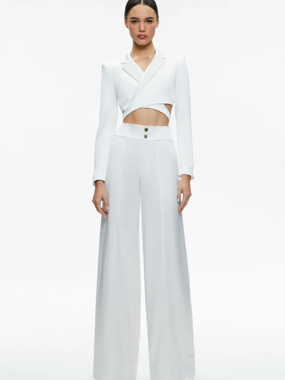 Leone Cropped Wrap Blazer + Mame High Rise Wide Leg Pant | Alice and Olivia New