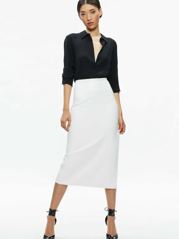 Maeve Vegan Leather Midi Skirt | Alice and Olivia Cheap