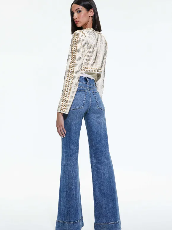 Maira Cropped Jacket With Chain Trim | Alice and Olivia Discount