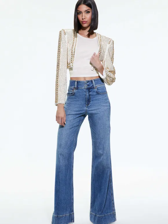 Maira Cropped Jacket With Chain Trim | Alice and Olivia Discount