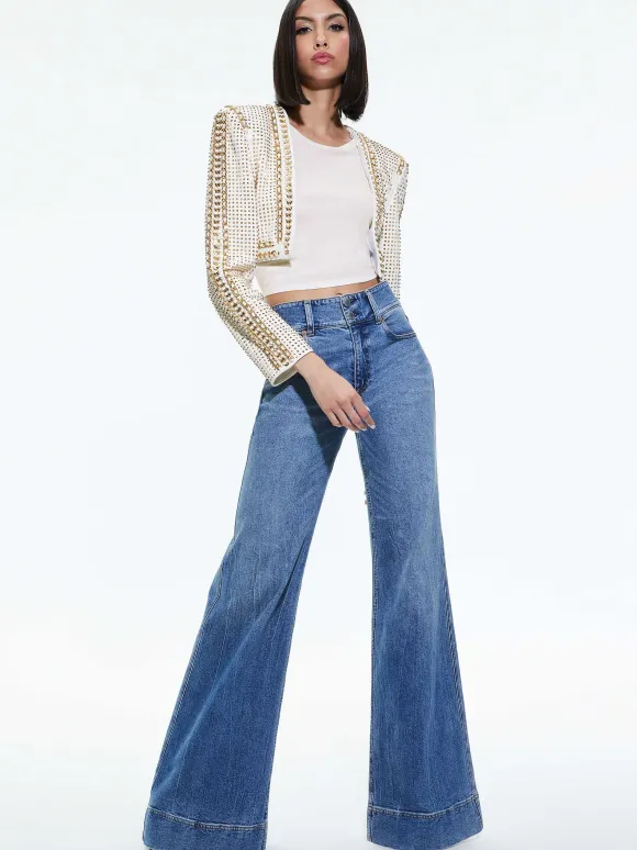 Maira Cropped Jacket With Chain Trim | Alice and Olivia Discount
