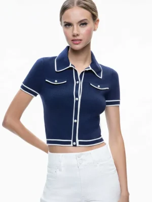 Marlena Button Front Polo | Alice and Olivia Outlet