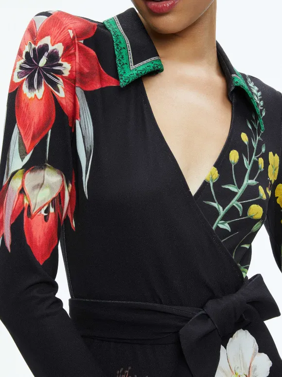 Melinda Wide Leg Wrap Jumpsuit | Alice and Olivia Shop