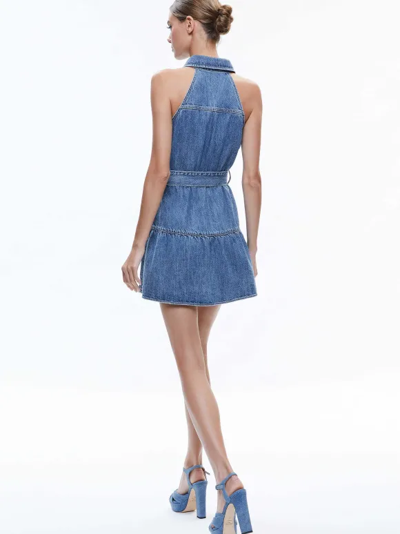 Miranda Sleeveless Mini Denim Dress | Alice and Olivia New