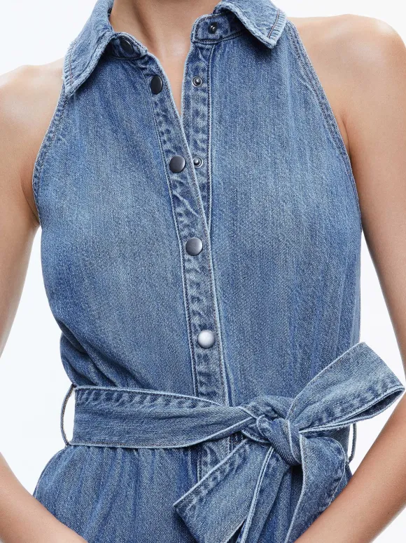 Miranda Sleeveless Mini Denim Dress | Alice and Olivia New