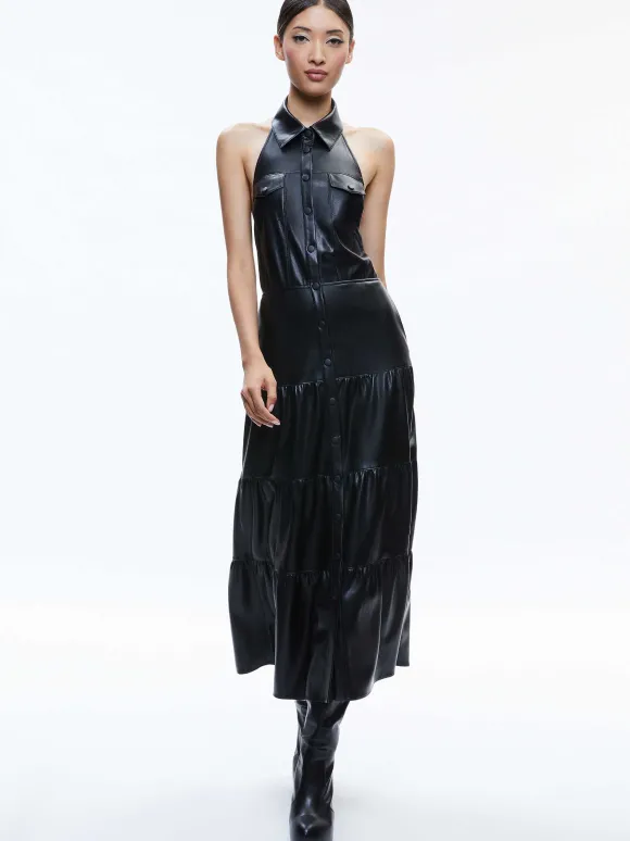 Miranda Vegan Halter Neck Tiered Midi Dress | Alice and Olivia Best
