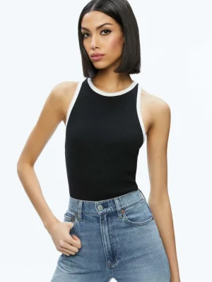 Mirtha Ribbed Racerback Tank | Alice and Olivia New