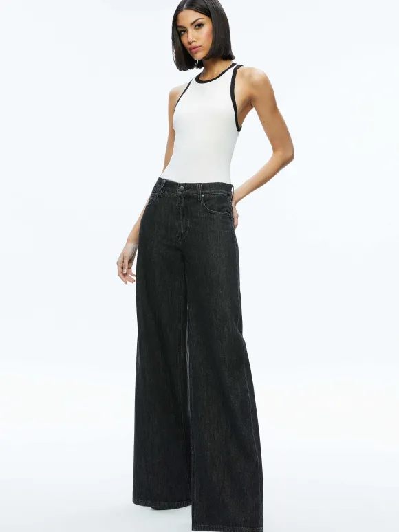 Mirtha Ribbed Racerback Tank | Alice and Olivia Fashion