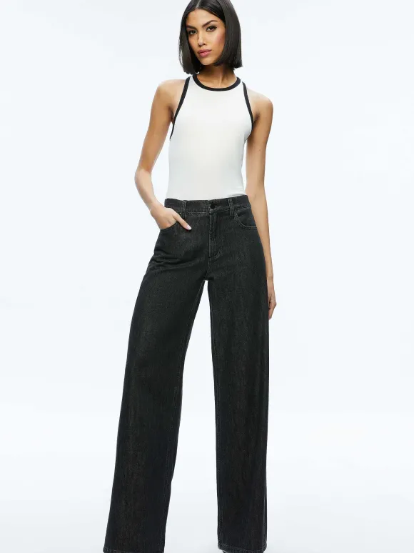 Mirtha Ribbed Racerback Tank | Alice and Olivia Fashion