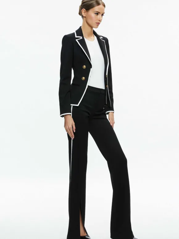 Mya Contrast Piping Fitted Blazer + Princess Contrast Piping Pant | Alice and Olivia Hot