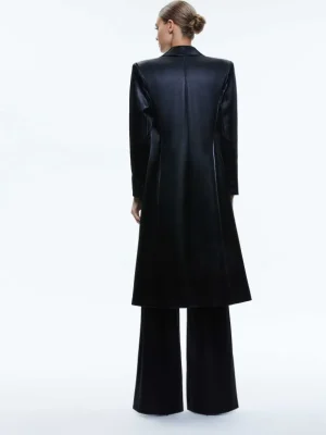 Mya Vegan Leather Long Blazer | Alice and Olivia Online