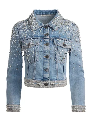 Nelson Embellished Fitted Denim Jacket | Alice and Olivia Cheap