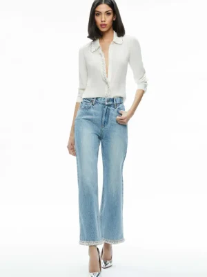 Ora High Rise Embellished Jean | Alice and Olivia Clearance