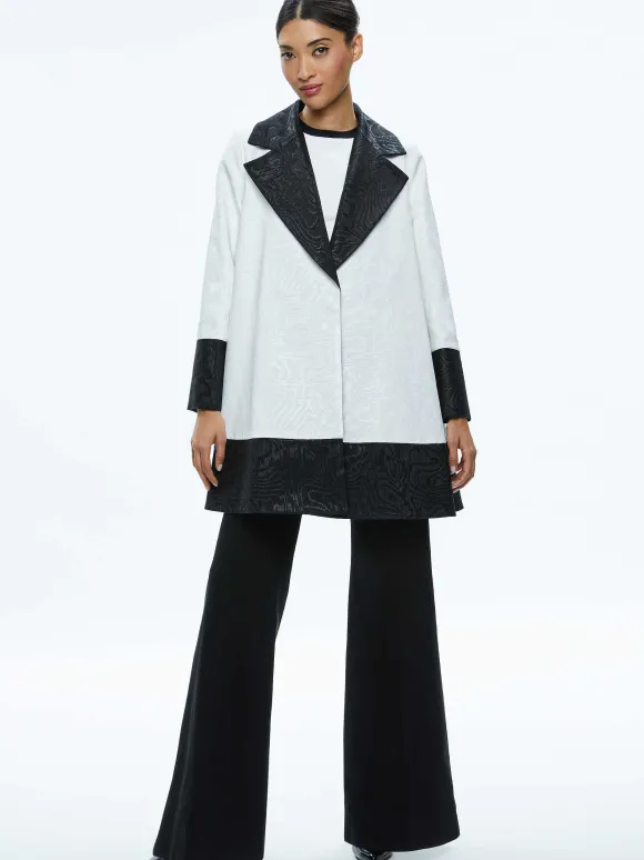 Paola Swing Coat With Border Detail | Alice and Olivia Store