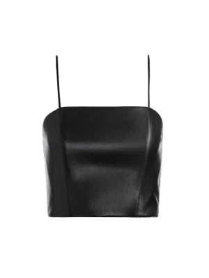 Pearle Vegan Leather Spaghetti Strap Bustier | Alice and Olivia Flash Sale