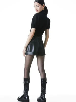 Reagan Vegan Leather Paperbag Short | Alice and Olivia Hot