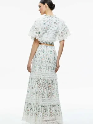 Reise Embroidered Tiered Maxi Skirt | Alice and Olivia Cheap