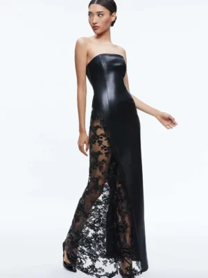 Retha Vegan Leather Lace Maxi Dress | Alice and Olivia Fashion