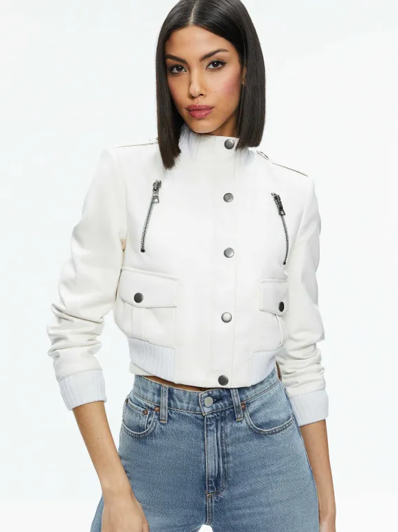 Ria Vegan Leather Moto Jacket | Alice and Olivia Fashion