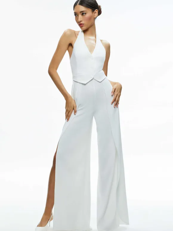 Robin Halterneck Vest Jumpsuit | Alice and Olivia Outlet