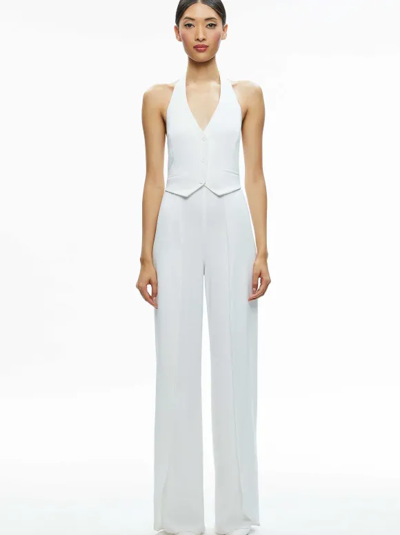 Robin Halterneck Vest Jumpsuit | Alice and Olivia Outlet