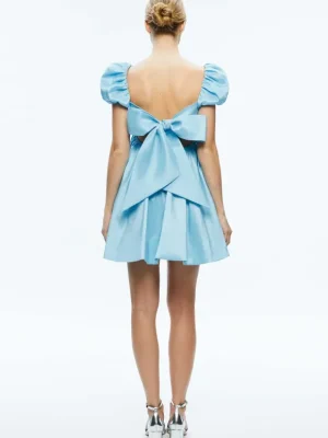 Sharilyn Bubble Sleeve Tie Back Mini Dress | Alice and Olivia Fashion