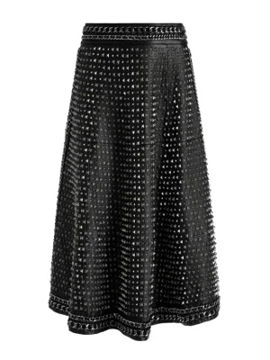 Sosie Studded Leather Midi Skirt | Alice and Olivia Flash Sale