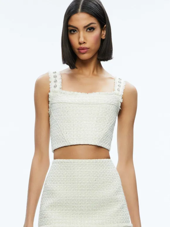 Vicenta Embellished Structured Corset + Ecenia Mini Skirt | Alice and Olivia Discount